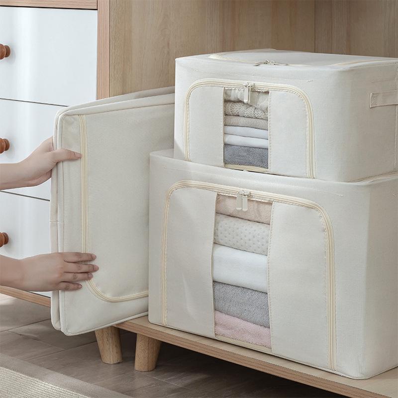 Cotton Linen Foldable Storage Box - Large, Portable Wardrobe Organizer and Moving Essential