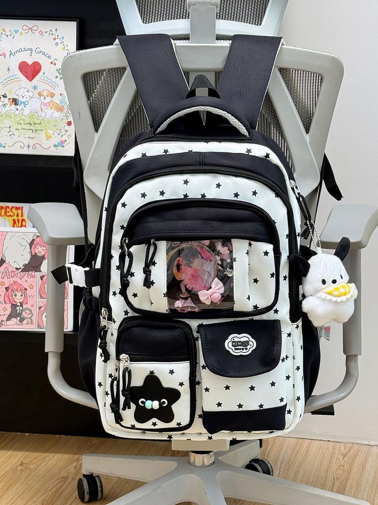 Schoolbag Schoolbag Japanese Ins High Value Fresh and Sweet Contrasting Color Splicing Backpack Junior High School Students Lightweight Travel