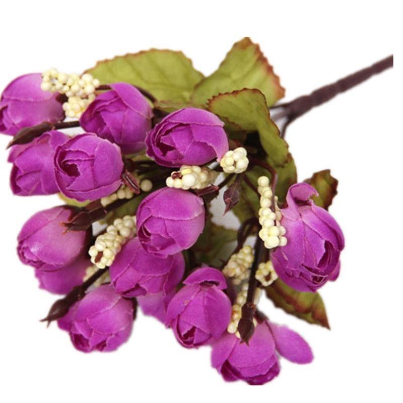 Elegant Artificial Flowers Tea Rose Buds For Wedding Bouquet And Bridal Decor
