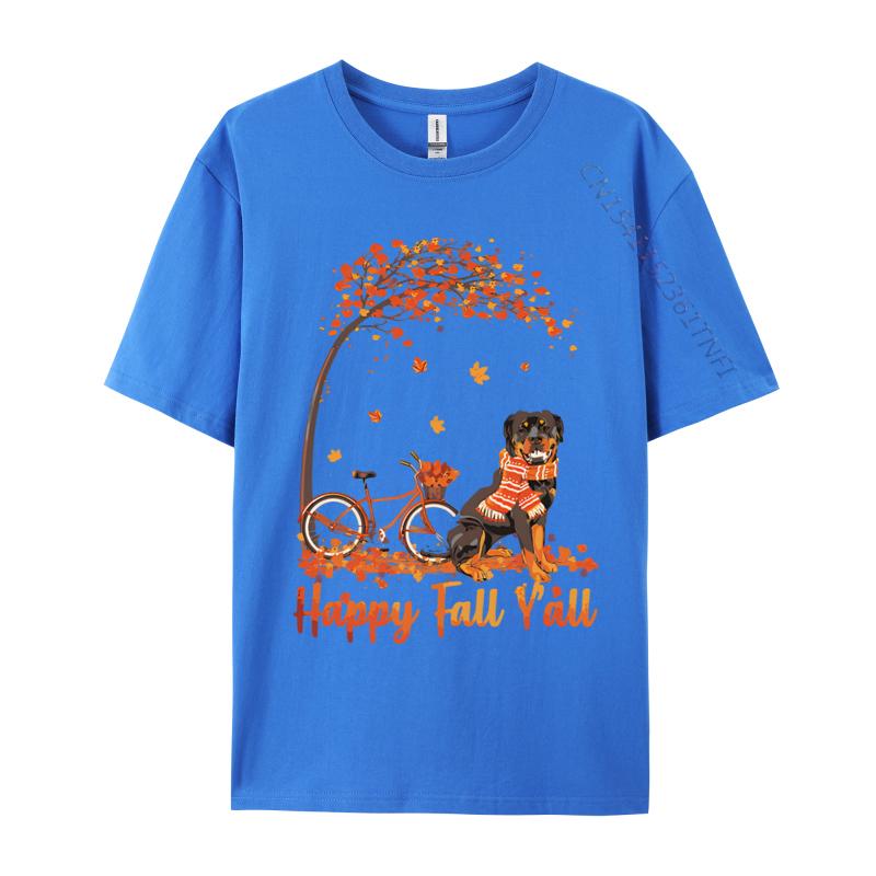 Rottweiler Dog Autumn Fall Pumpkin T-shirts Printed Regular T-shirt New Design Tee Tops Plain T Shirts Wholesale