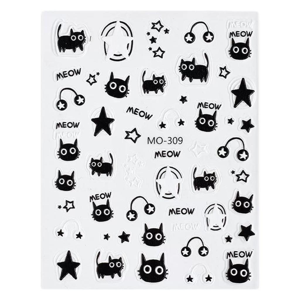 Cute Kitten Jelly Cat Paw Nail Stickers: Sweet & Fun Embossed DIY for Kids