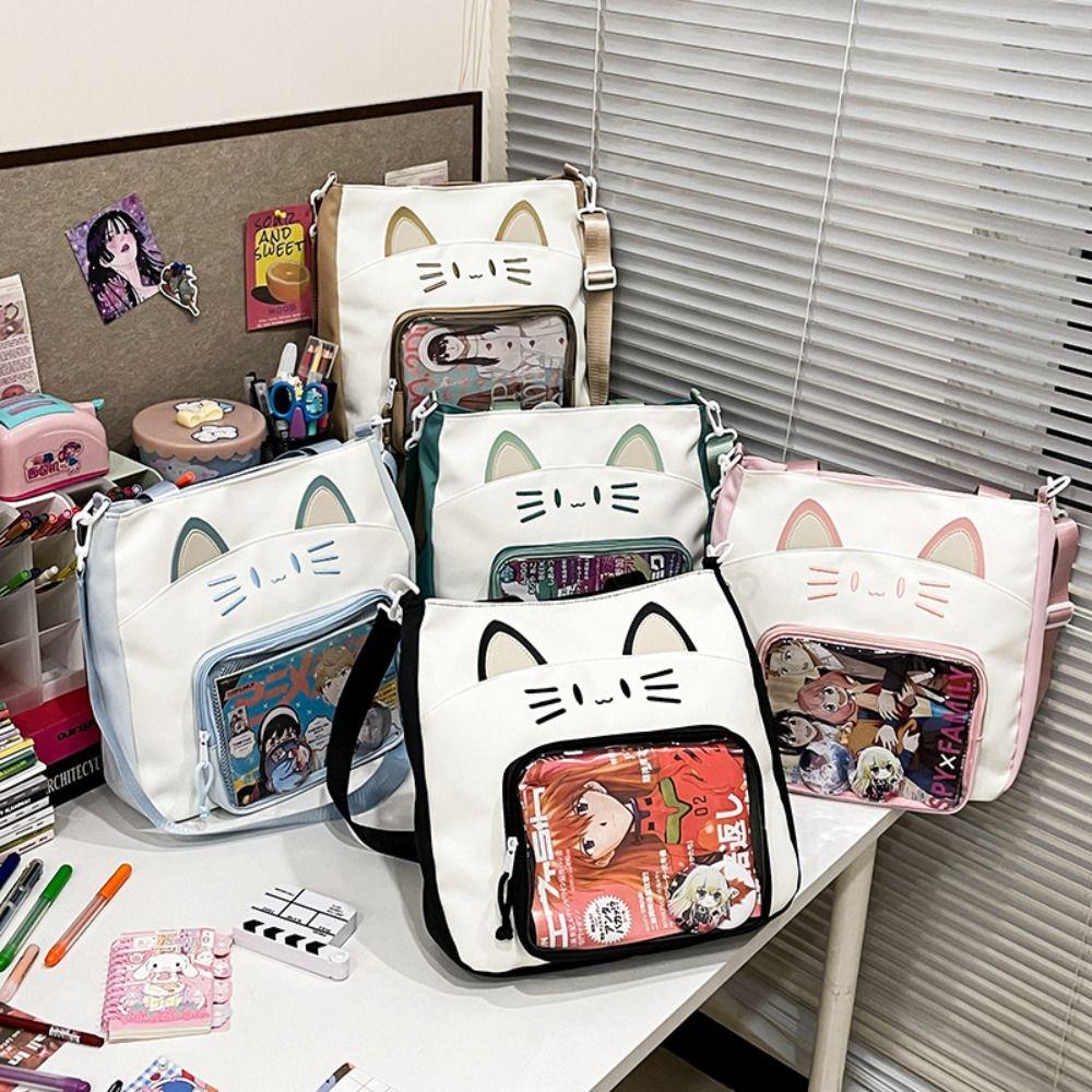 

Nylon Kawaii Cat Itabag Zipper Bag Fashion Backpacks Portable Transparent Pocket Women