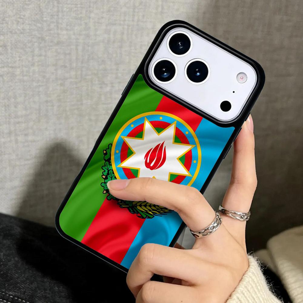 Capa Case for iPhone 17 Air 16 Pro Max 15 Plus 11 13 Mini 14 12 Back Phone Cover Azerbaijan Flag soft