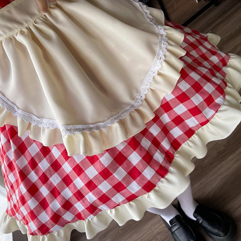Japanese Cute Style Lolita Maid Dress Sexy Cosplay Maid Uniform Dress Black And Red Plus Size