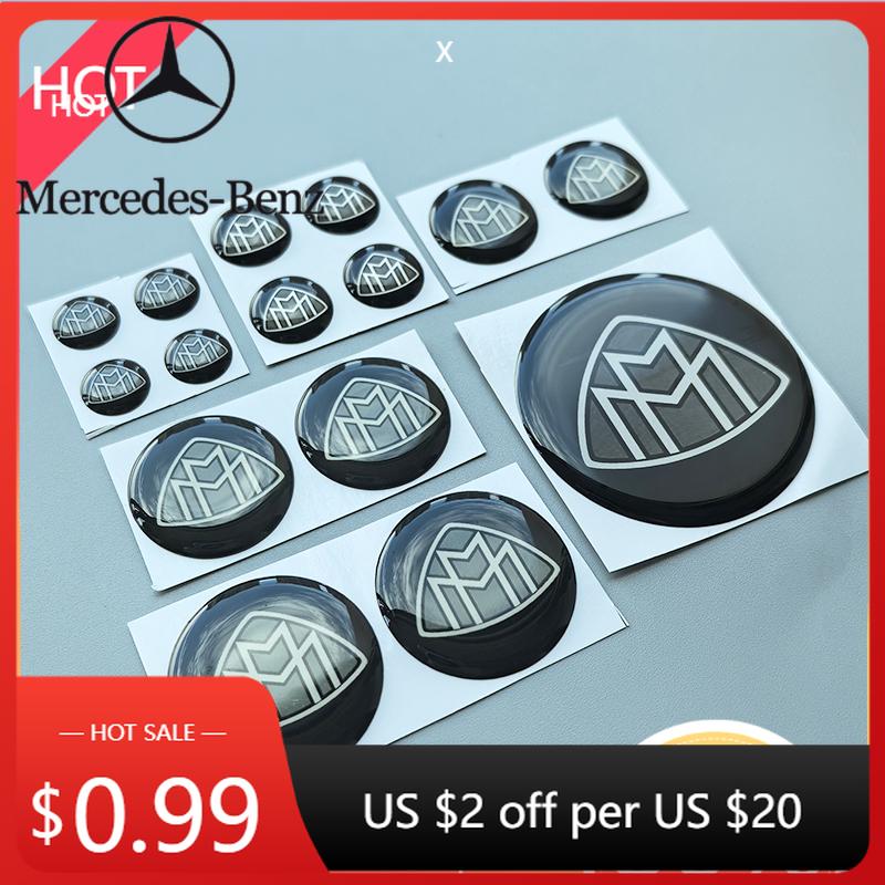 Pegatina para Coche 2025 Para Benz 11mm 14mm 20mm 25mm 30mm 5cm Redonda Cristal Epoxi Emblema de Coche Pegatina para Mercedes Benz Maybach Key Shel