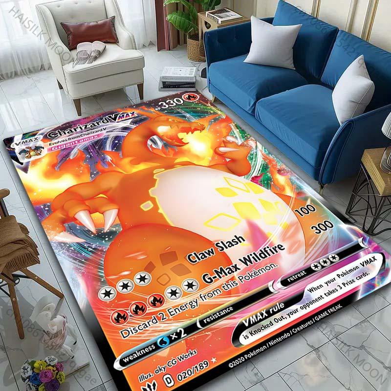 New! Pokemon Charizard Cards Print Carpet for Living Room Bedroom Bedside Floor Mat Kid s Room Non-slip Mat Home Decor Gifts 40x60cm (16x24in)