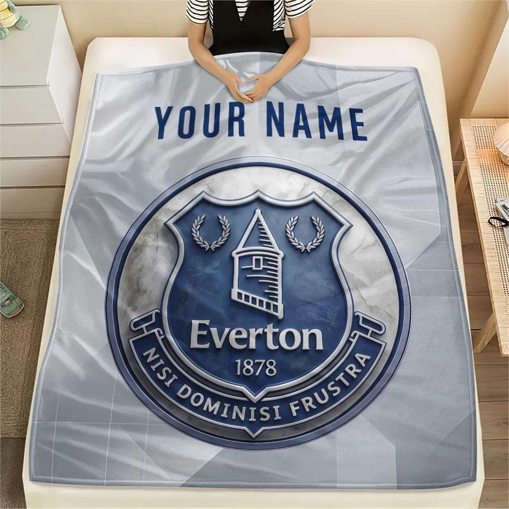 Custom Name,Everton FC Printed Flannel Blanket, soft throw for bedroom sofa, washable, Christmas present, great gift.
