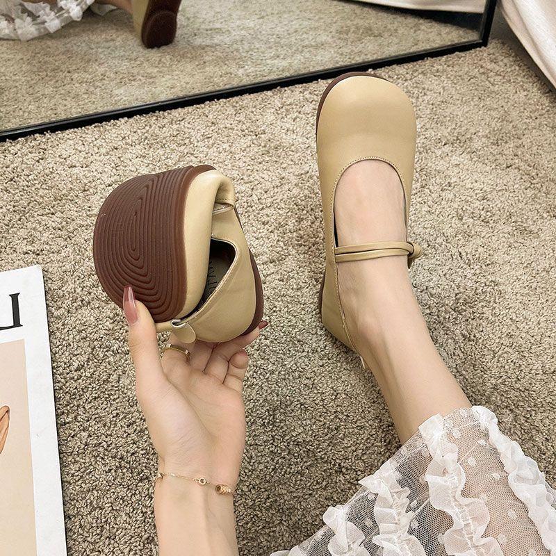 Single shoe women's 2025 spring/summer evening shoes new versatile soft leather bean flat shoes for women