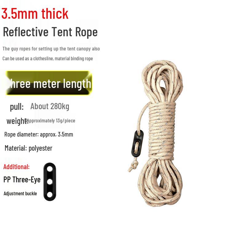 Reflective Wind Rope for Camping Tents - 4mm & 6mm Guy Rope