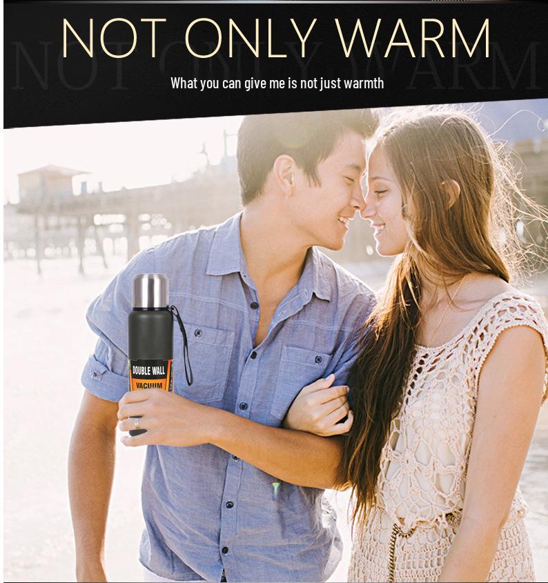 Isolerad utomhuskittel med stor kapacitet helt i stål med handtag i 304 rostfritt stål - Vakuum Sportvattenflaska