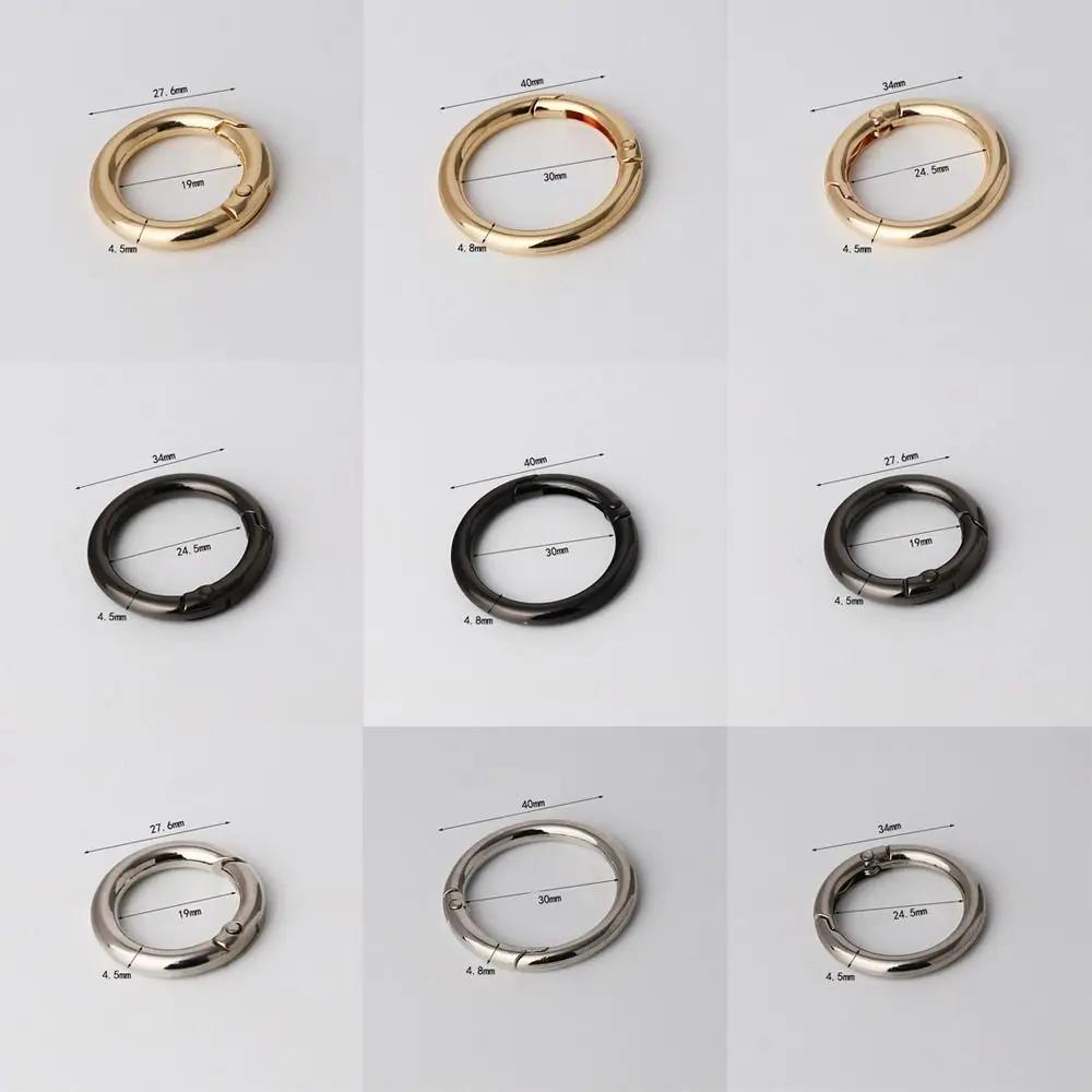 Portable Zinc Alloy Spring Ring Clasp Round Lightweight Plated Gate Buckle Trigger Snap Buckles Clip Bag Accessories