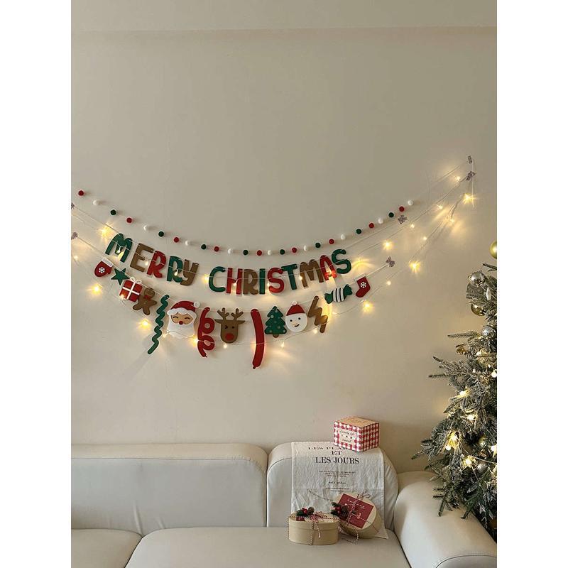 Christmas Felt Garland: Tree, Flower & Flag Decorations Set