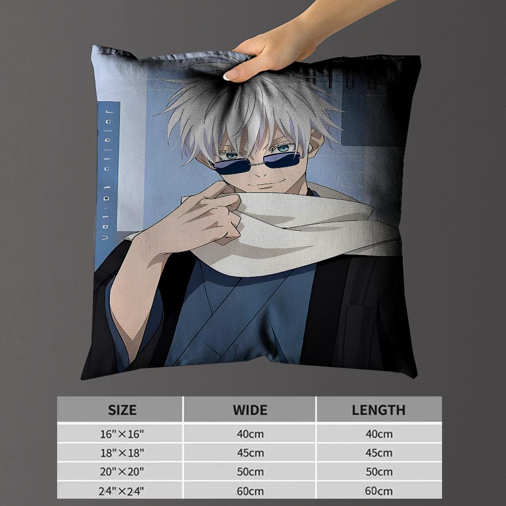 Satoru Gojo Anime Pillow Covers Cartoon Sofa Decorative Home Double-Sided Printing Short Plush Cute Cushion Cover