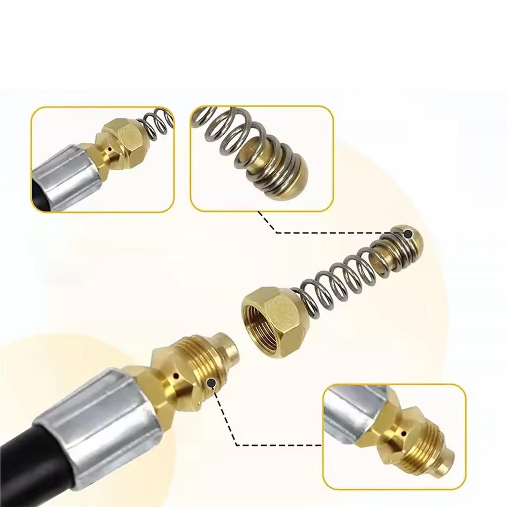 Rosfix Wąż do Kanalizacji 30 m – Wtyk 1/4” QC | Mosiężna Dysza Sprężynowa | Elastyczny i Odporny do 200 Bar i 60°C