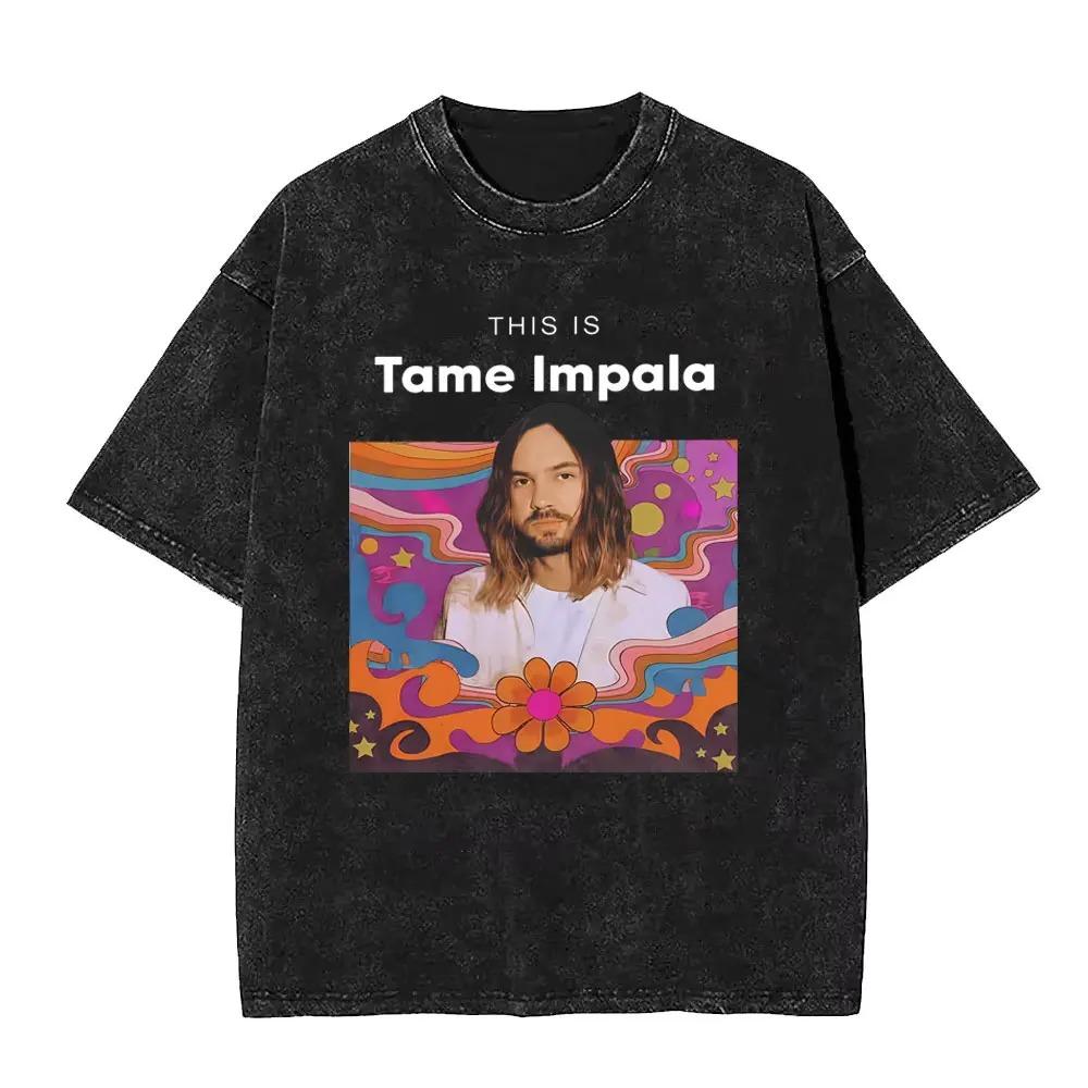 Tame Impala Deadbeat Grafik T-Shirt Vintage gewaschen Psychedelic Rock Unisex Lässiges Baumwoll-T-Shirt Herren Übergröße Kurzarm