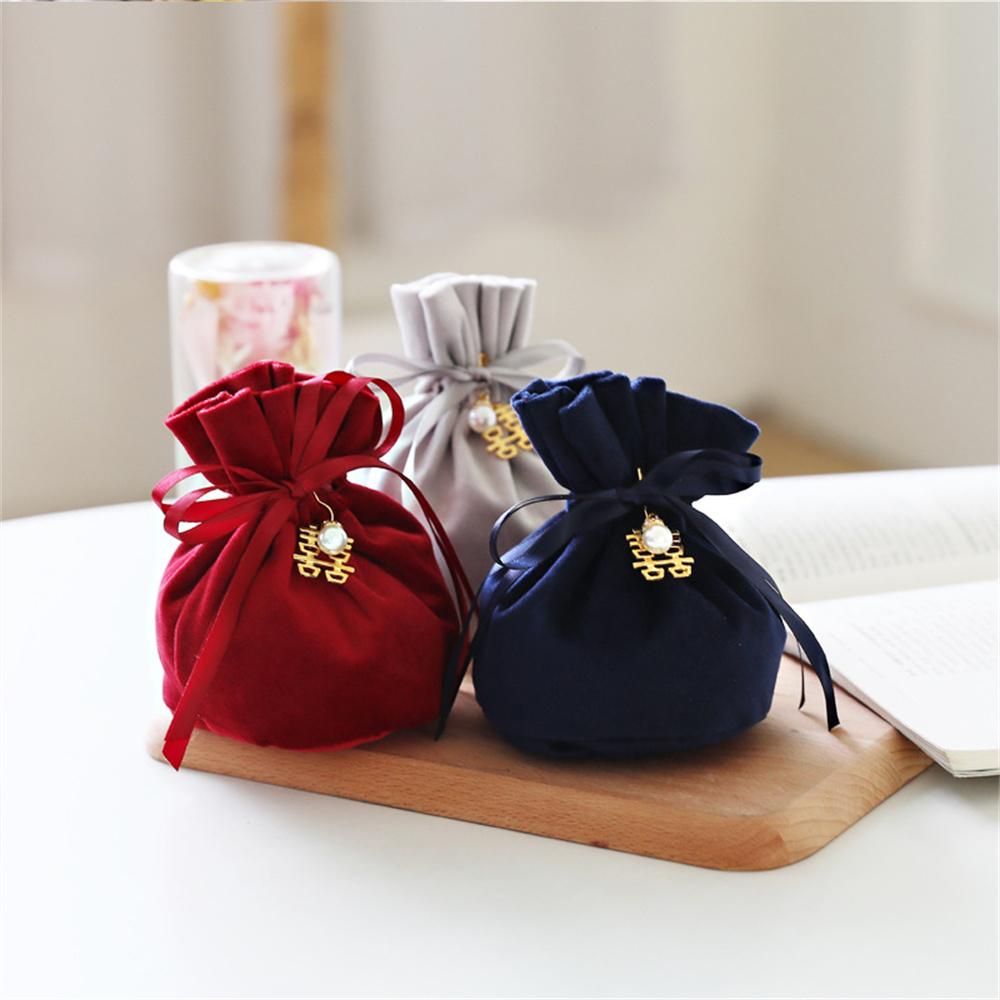 

Jewelry Bags Drawstring Velvet Mini Packaging Pouch Wedding Favors Bags Candy Gift Packaging Bag With Decorative Pearl String