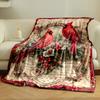 Vintage Christmas Cardinal Bird Print Blanket bedroom Blanket for Livingroom Couch lunch break Soft throw for Friend's festival Gift