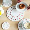 Strawberry printed thermal insulation mat, dining table mat, anti-scalding household pot bowl mat, desktop coaster, plate mat, placemat.