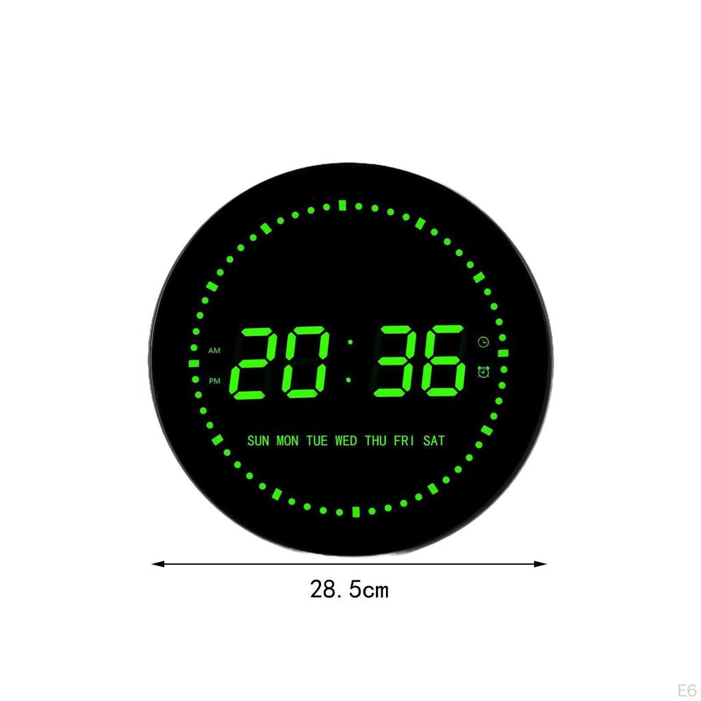 LED Digital Clock Desk Practical Calendar Wall Round Alarm for Home Halls School