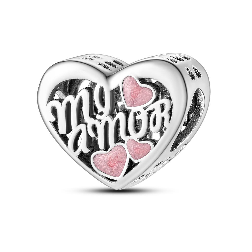 Copper Plated Heart Mother'S Day Charms Beads Fit Original Bangle Bracelet Pendant Dangle Diy Women Jewelry For Mom Gift