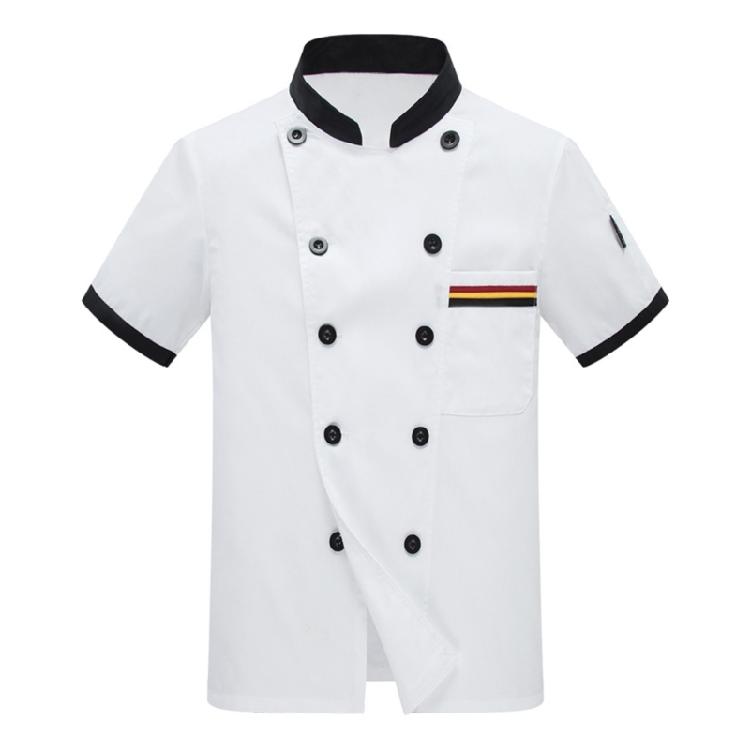 Unisex Chefs Coat Short Sleeve Classical Chefs Jacket Hotel Restaurant Work Shirt Uniform Chefs Work Clothes XXL