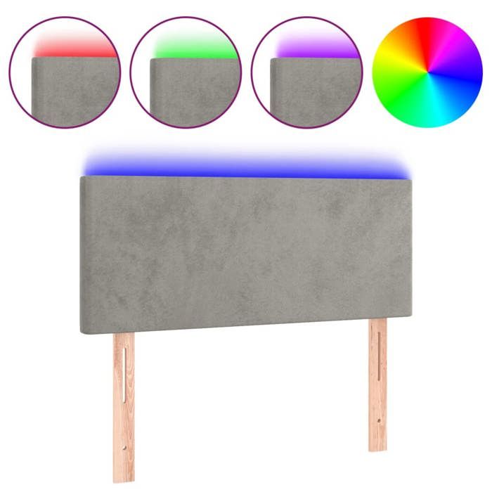VidaXL Tête de Lit à LED Meuble de Chambre à Coucher Accessoire de Lit Simple Tête de Cadre de Lit Intérieur Gris Clair 3121374
