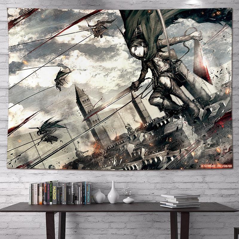 Vertical Attack On Titan Anime Tapestry Cartoon Wall Art Hanging For Bedroom Dorm Living Room Home Decoration