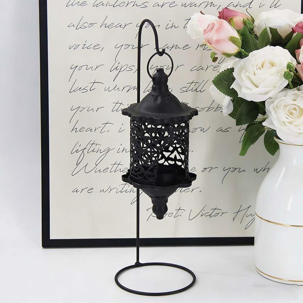 Iron Candle Stand Vintage Candle Holder Tabletop Ornament Hollow Metal Candlestick Living Room