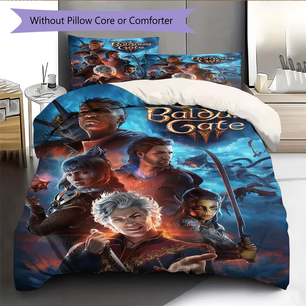 Baldur's Gate Set Copripiumino Trapuntato Federe Decorazione per la Casa Regalo di Compleanno (1 * copripiumino + 2 * federa, senza nucleo)