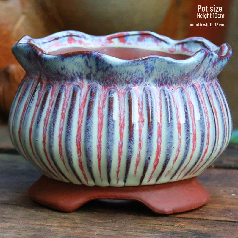 Handmade Retro Zisha Ceramic Pot for Succulents, Orchid, and Asparagus - Breathable Small Flower Pot