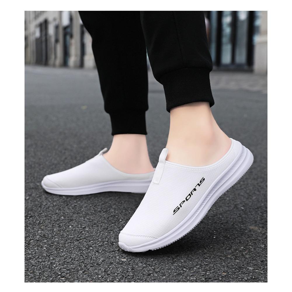 Herren Halbschuhe Große Größe, Sommer Outdoor Atmungsaktive Slip-on Bequemschuhe, Geschlossene Zehenpartie Hinten Offen Lässige Schuhe