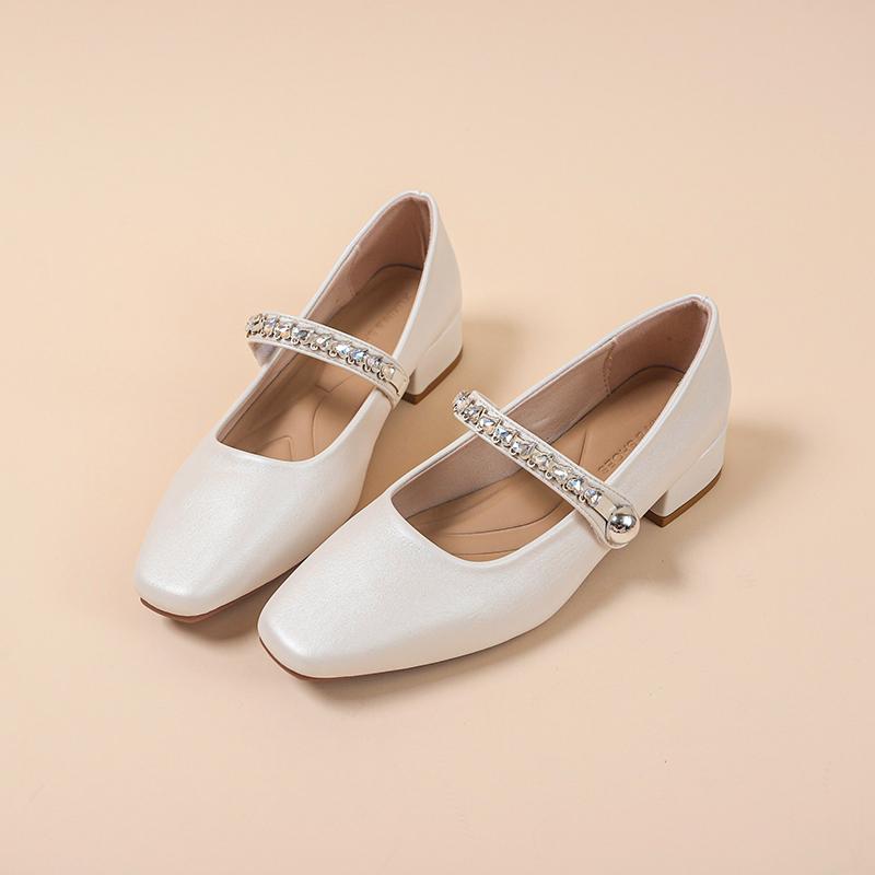 

Женские туфли Мэри Джейн Лолита Элегантные босоножки на каблуке Массивные Летние 2025 Новый тренд Женское платье Хрустальные туфли-лодочки Сандалии женские 34