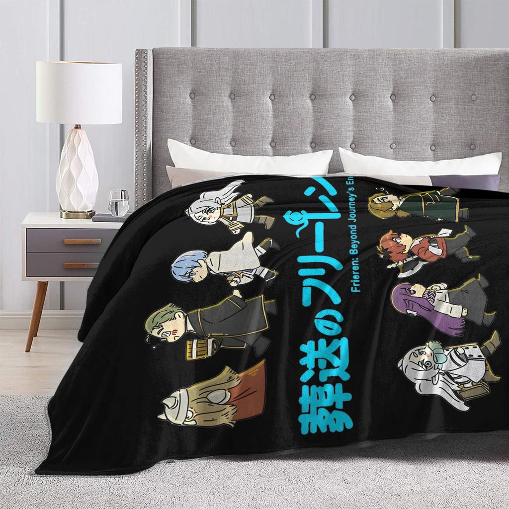 Frieren Beyond Journey's End Blankets Flannel Print Full Character Multi-function Lightweight Throw Blankets Bedspreads Quilt