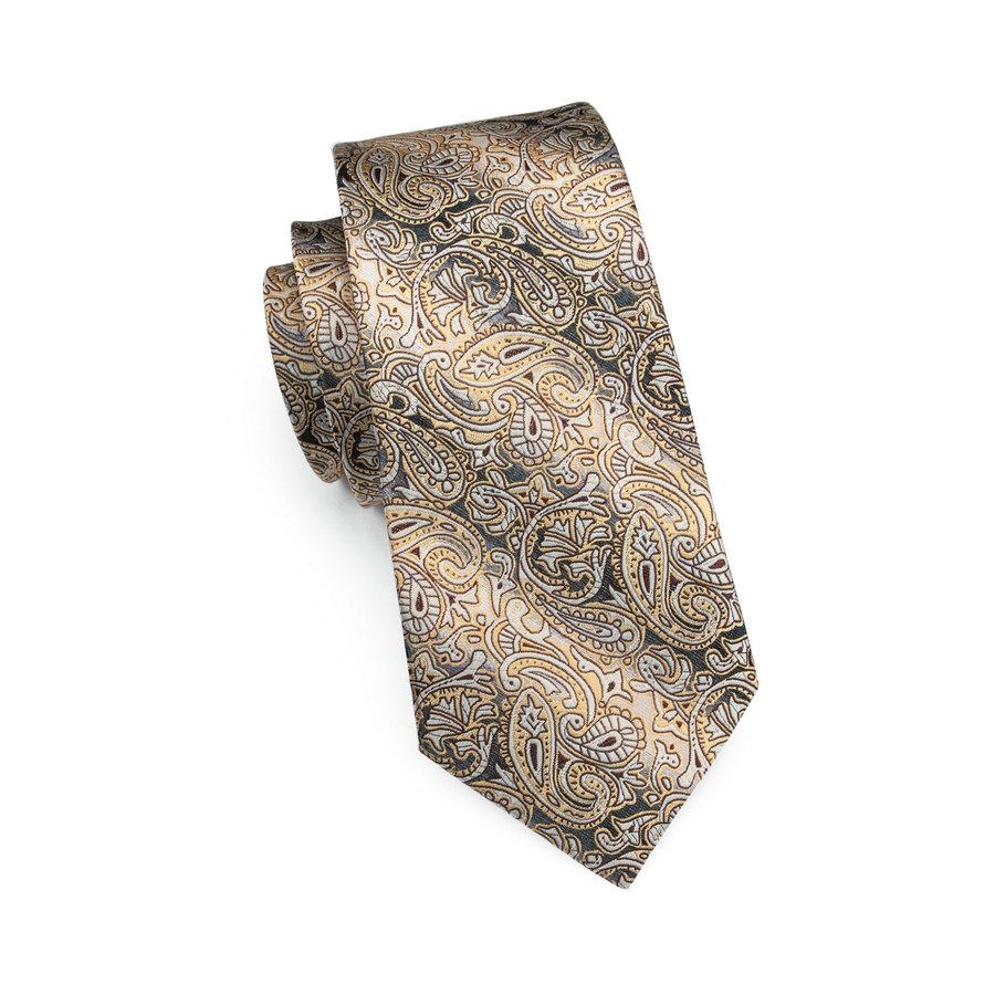 Hi-Tie Mens Paisley Silk Tie Set Brooch Pin Necktie Hanky Cufflinks Tie Clip for Business Wedding