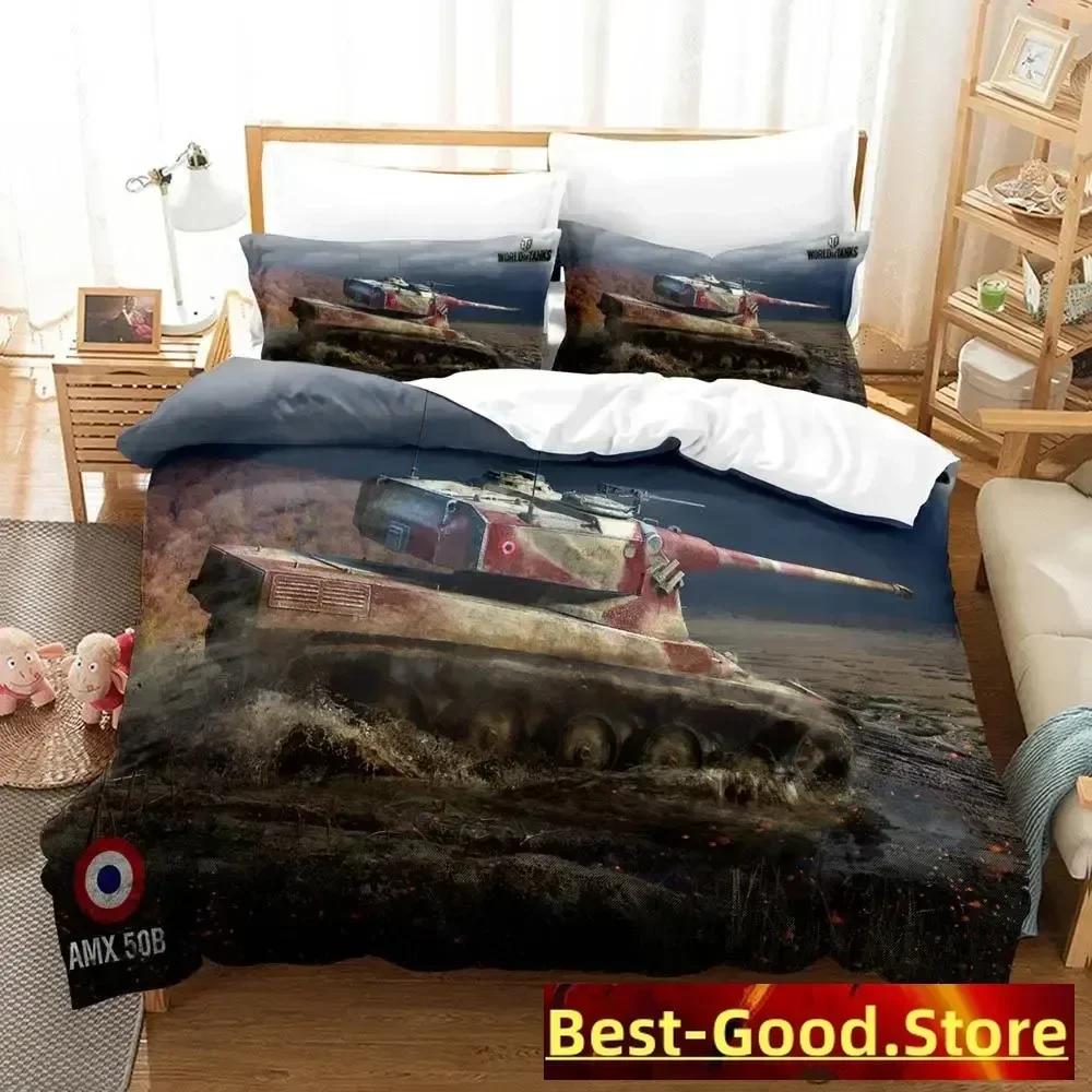 Top 2023 Game World Of Tanks Bedding Set Single Twin Full Queen King Size Bed Set Adult Kid Bedroom Duvetcover Sets