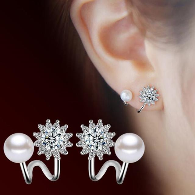 

Изящные серьги-гвоздики с имитацией жемчуга для женщин, блестящие циркониевые украшения для свадебной церемонии, аксессуары серебряного цвета