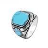 European and American Jewelry, Personalized Fashion Retro Turquoise Men's Rings