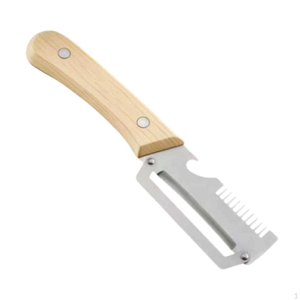 Handheld Slicer with Wood Handle Stainless Steel Vegetable Shredder Metal Serrated Coleslaw