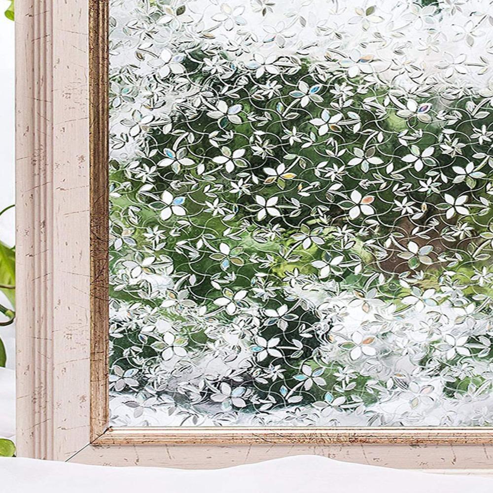 45CM Frosted Privacy Glass Stickers Magnolia Stained Glass Window Filmwindow Privacy Film  Bathroom