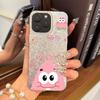 Case for Iphone XS Max 12 15 17 Pro 11 Air 18 Pro Max 13 14 16 Plus XR Silver Glitter Crackle Background Pouting Patrick