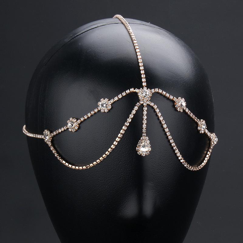 Elegant Rhinestone Forehead Jewelry: Bohemian Bridal Hair Accessories & Versatile Korean-Style Headdress Hairband (2022 Popular).