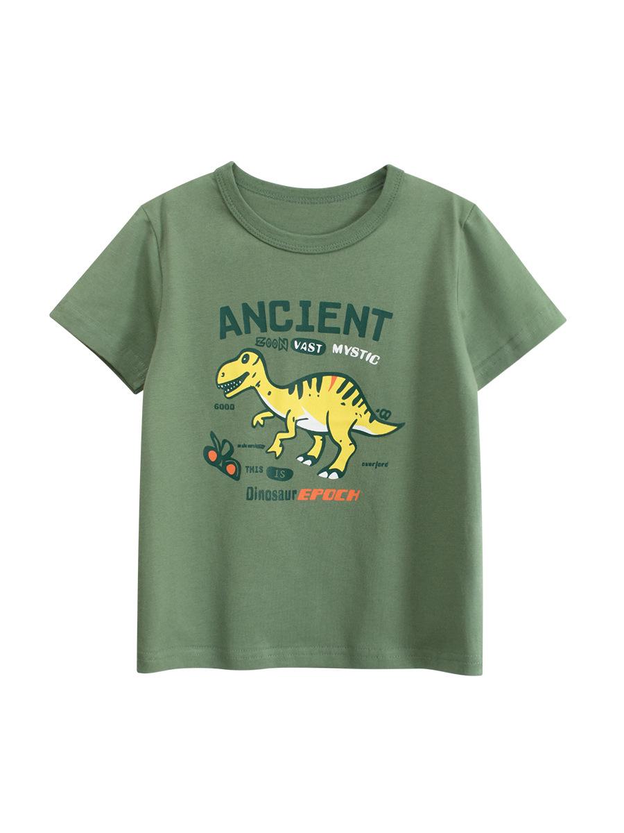 27kids Trendy Boys Dinosaur Cartoon T-Shirt - Summer 2025 Collection 140cm
