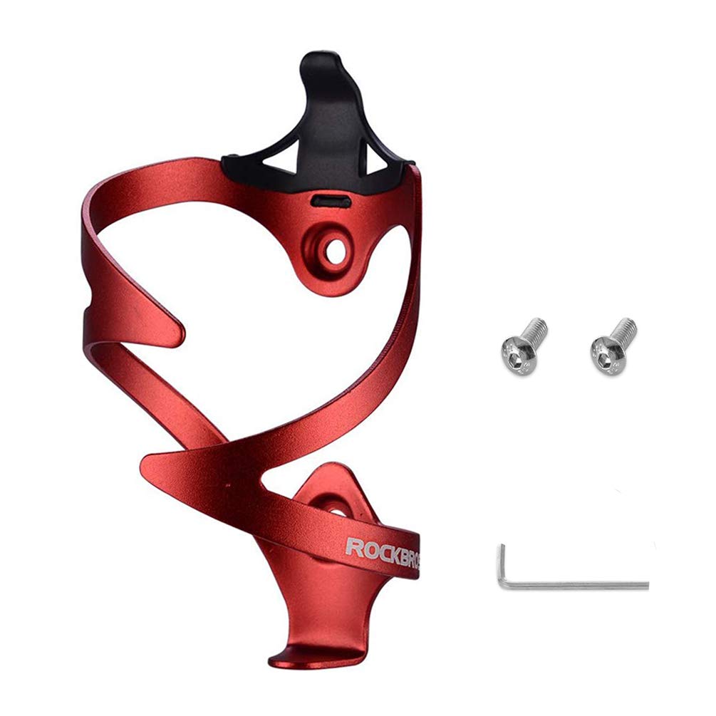 

ROCKBROS Bicycle Drink Bottle Cage for Road Aluminum Lightweight and Fits PET and Tool Bottles Holder, Bikes, Alloy, Durable, (Red)