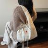 Plaid Shoulder Tote Bag Lovely Bow Accent Large Capacity Multi Pockets Casual Bag for Grocery Shopping Daily Errands School