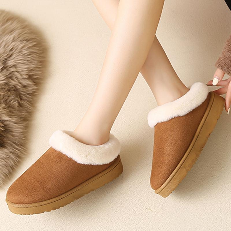 Fashion Faux Suede Thick Sole Non Slip Ankle Boots Women Warm Fur Thicken Plush Cotton Shoes Plus Size Comfort Platform Snow Boots