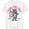 Feral But Free Funny Raccoon And 4th Of July T Shirt Vintage Casual Homme Comfortable Fashion Unisex Soft Stretched