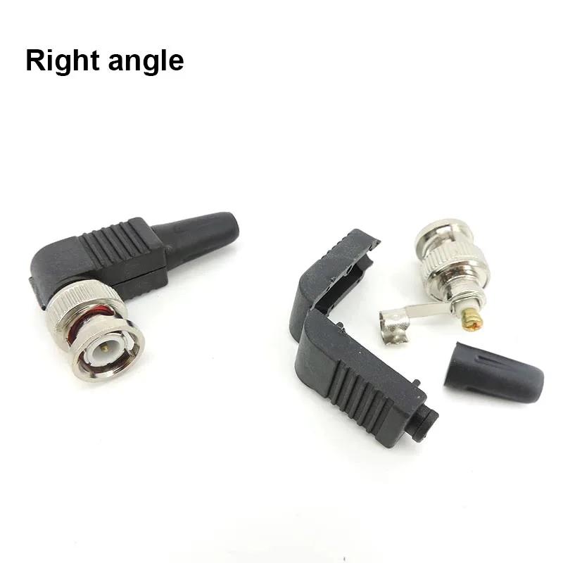 Bnc Male plug Connector right angle 90 degree adapter For Rg59 solderless Cable CCTV video balun no solder M20
