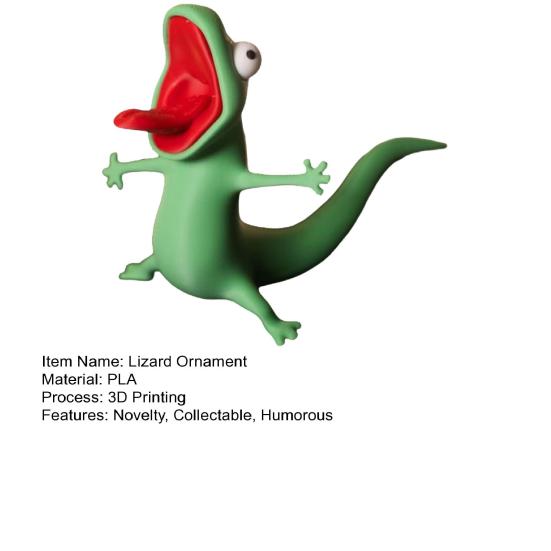 3D Printed Lizard Figurine Funny Lizard Meme Ornament Tabletop Green Lizard Collectible for Desk Living Room Bedroom Decor