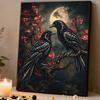 Moonlit Crow Couple Pearl Painting Kit with Frame Sparkling Bead Canvas Romantic Handmade Wall Decor Gift for Women DIY Craft Art Project