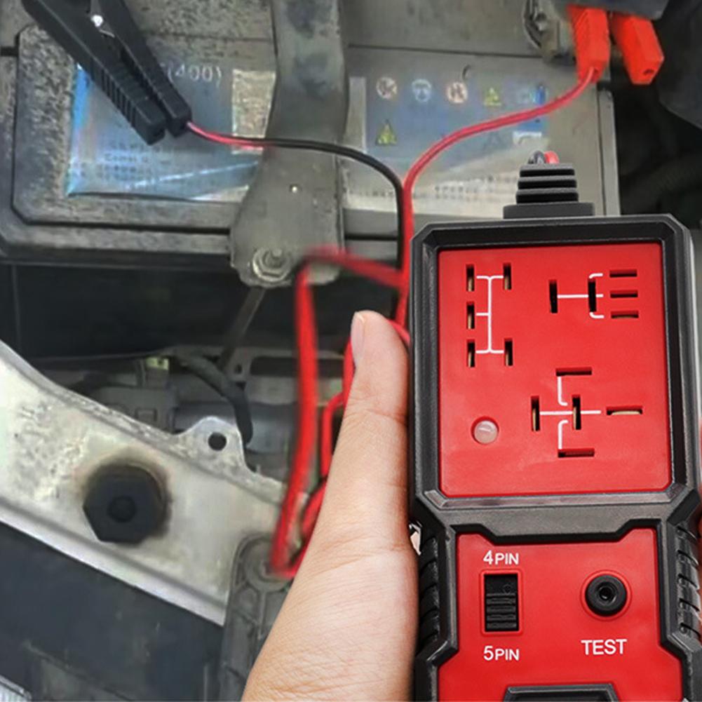 Auto Relay Tester for 12V - Durable Car Diagnostic Tool with Battery Clips, Fits 4-Pin & 5-Pin Relays Car Battery Checker